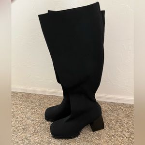 Fashion Nova Black sock chunky heeled boots